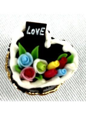 Reutter Petite Cake on Stand Roseband Dessert Dollhouse Miniature Porcelain 1"